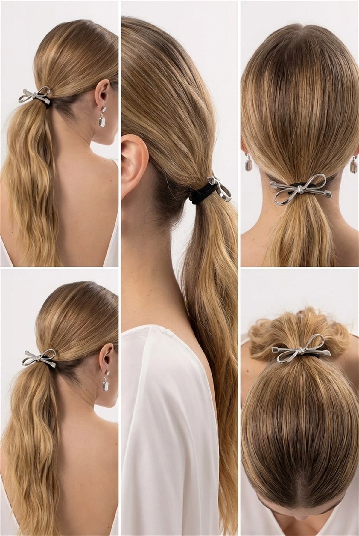 Elastic Buckle With Silver Bow Accessory