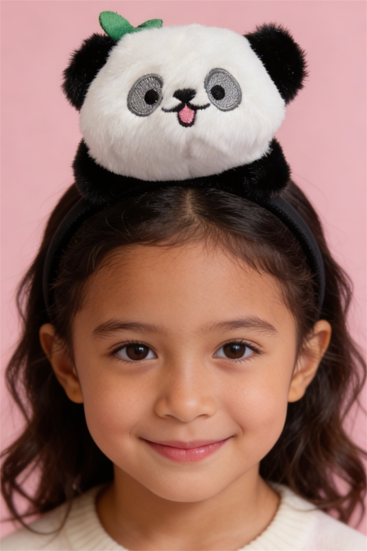 Sevimli Panda Kulaklı Siyah Çocuk Taç