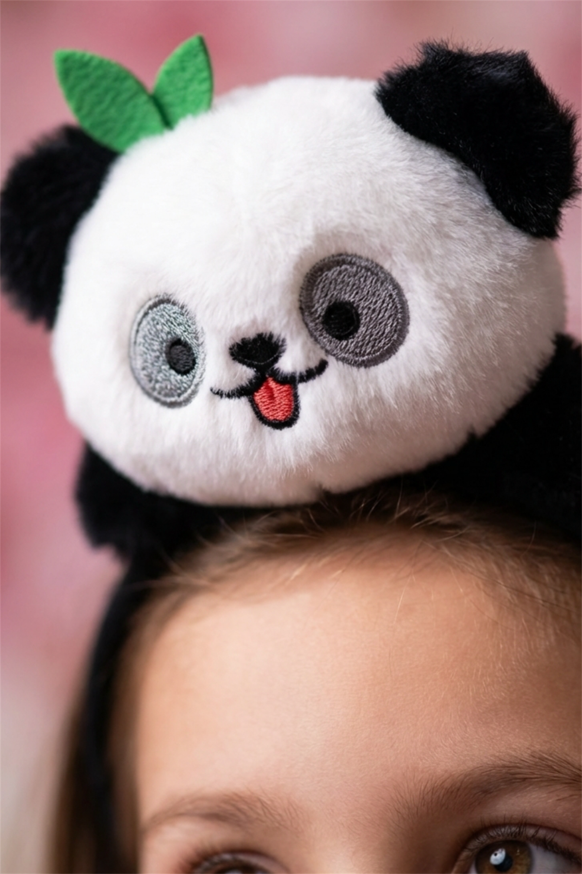 Sevimli Panda Kulaklı Siyah Çocuk Taç