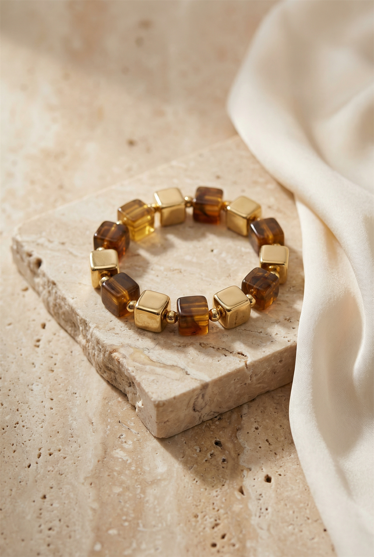 Brown And Gold Bead Detailed Bracelet