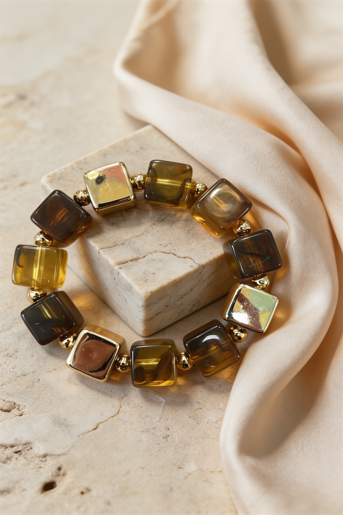 Brown And Gold Bead Detailed Bracelet