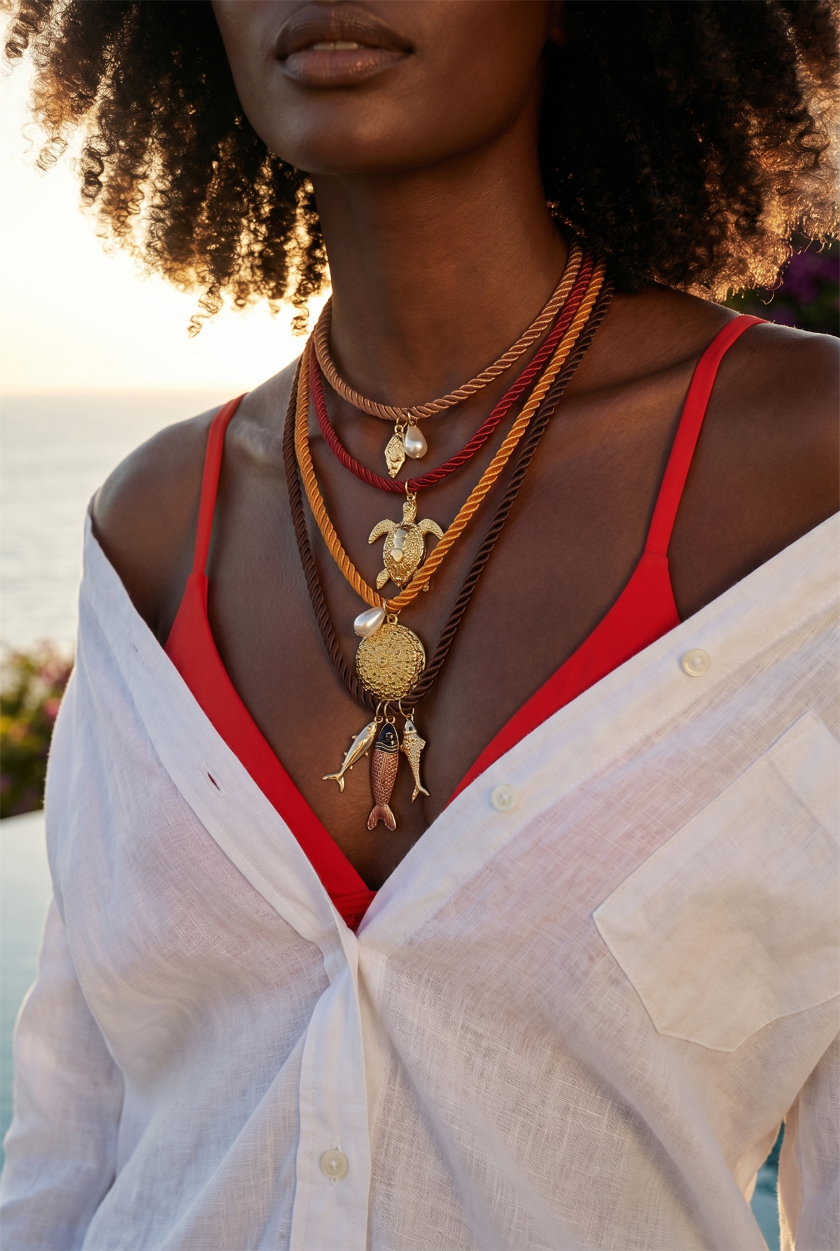 Womens Charm Necklace Set Of 4