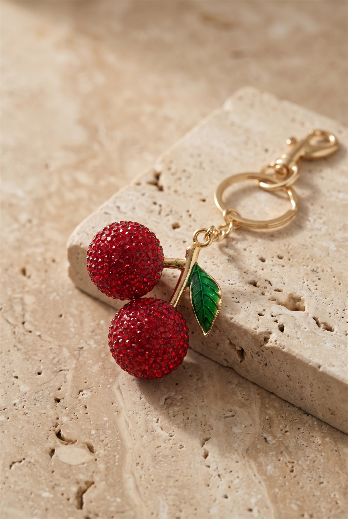 Womens Red Stone Cherry Charm