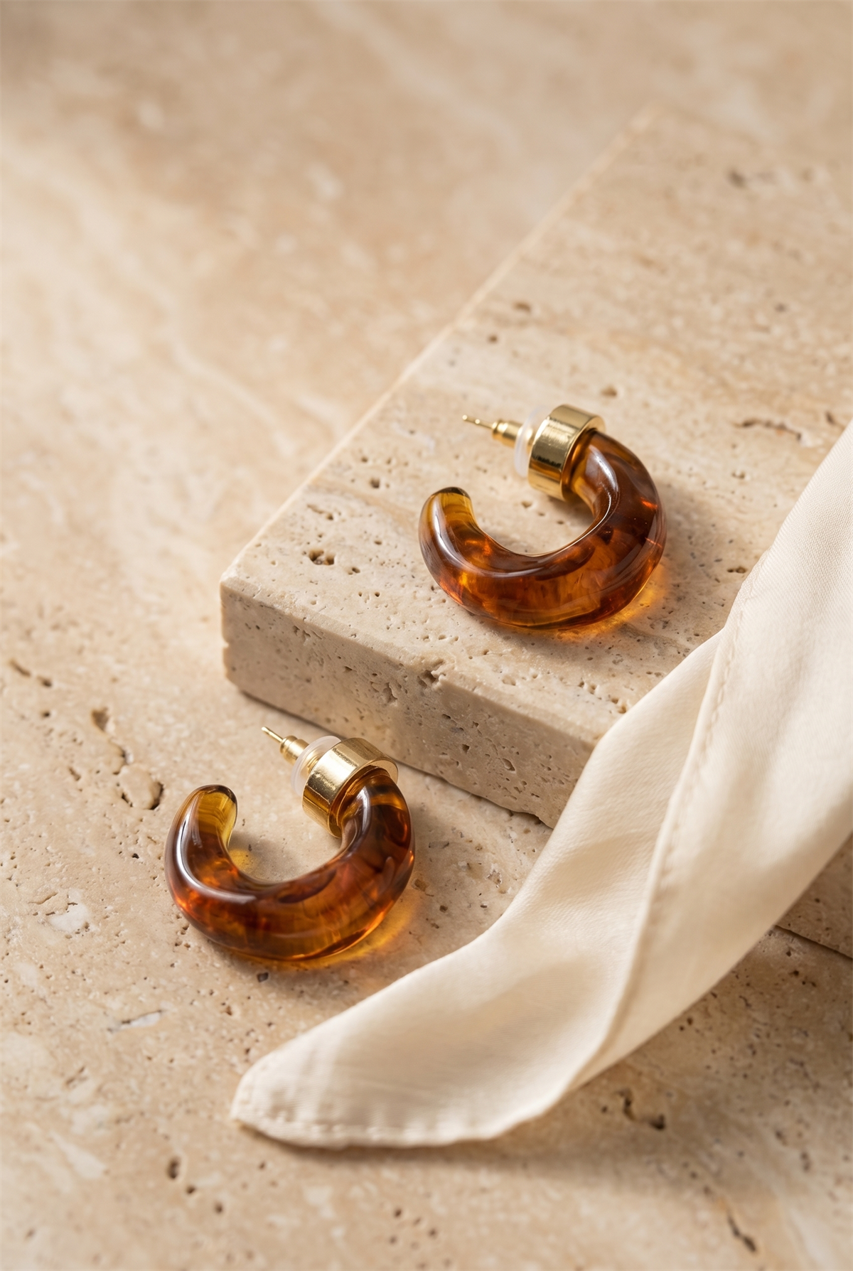 Womens Amber Look Bone Earrings