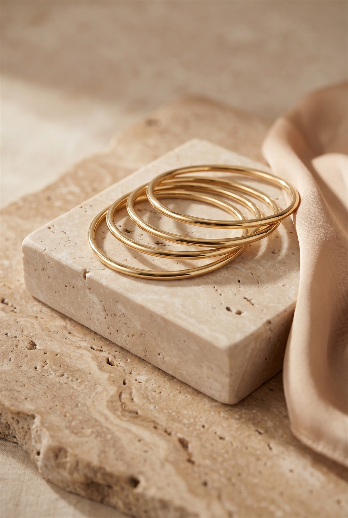 Womens Gold Mixed Bracelet Set Of 4