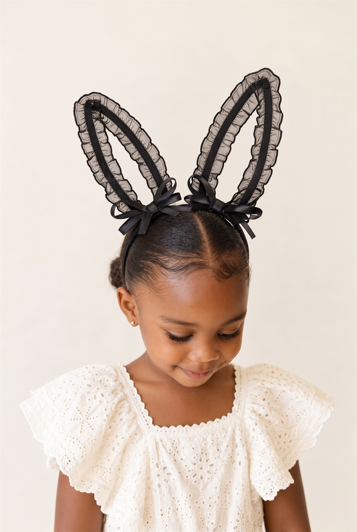 Kız Çocuk Tüllü Tavşan Kulaklı Halloween Tacı Siyah