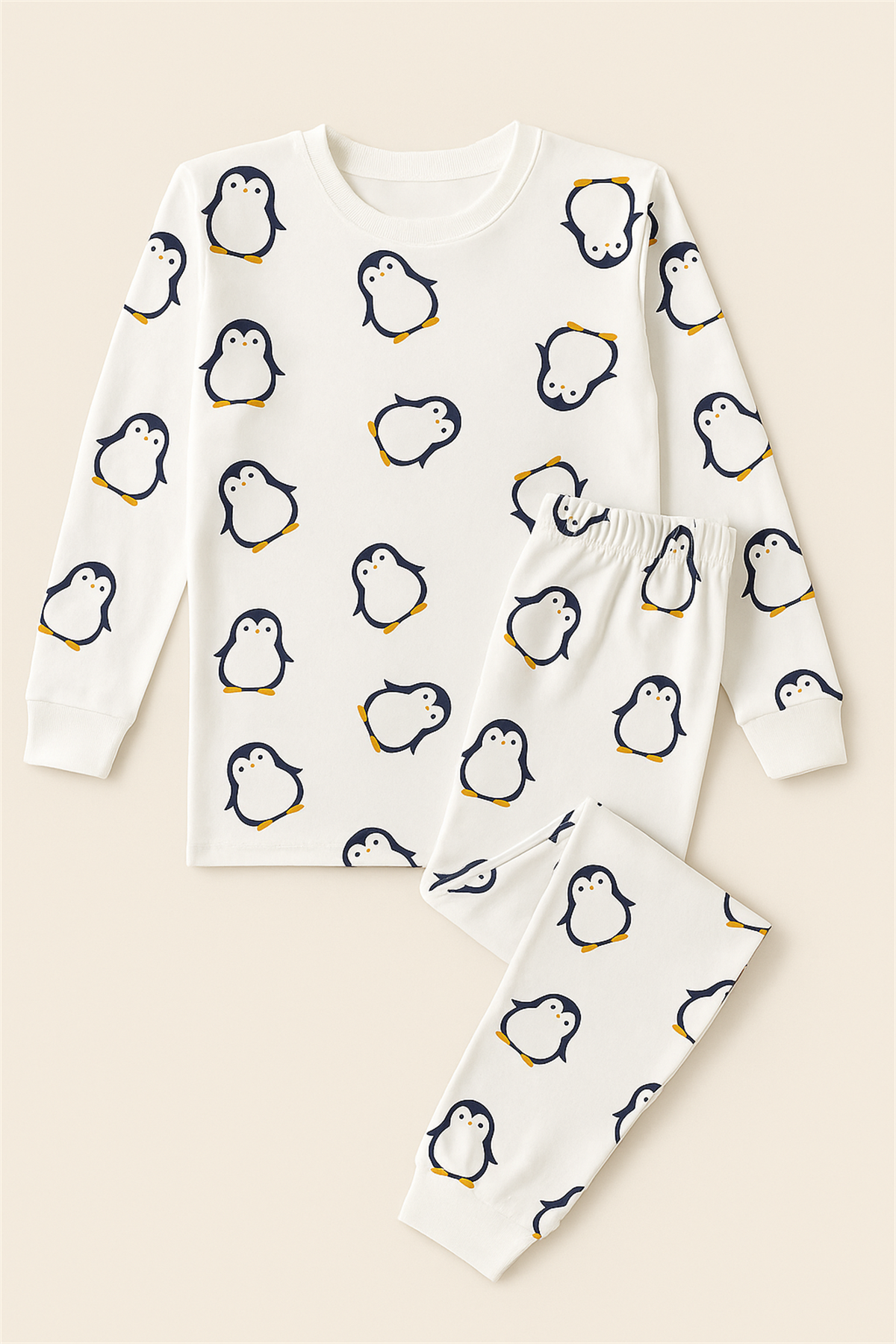 22512G2001 PENGUENLİ ÇOCUK PİJAMA TAKIM Desenli