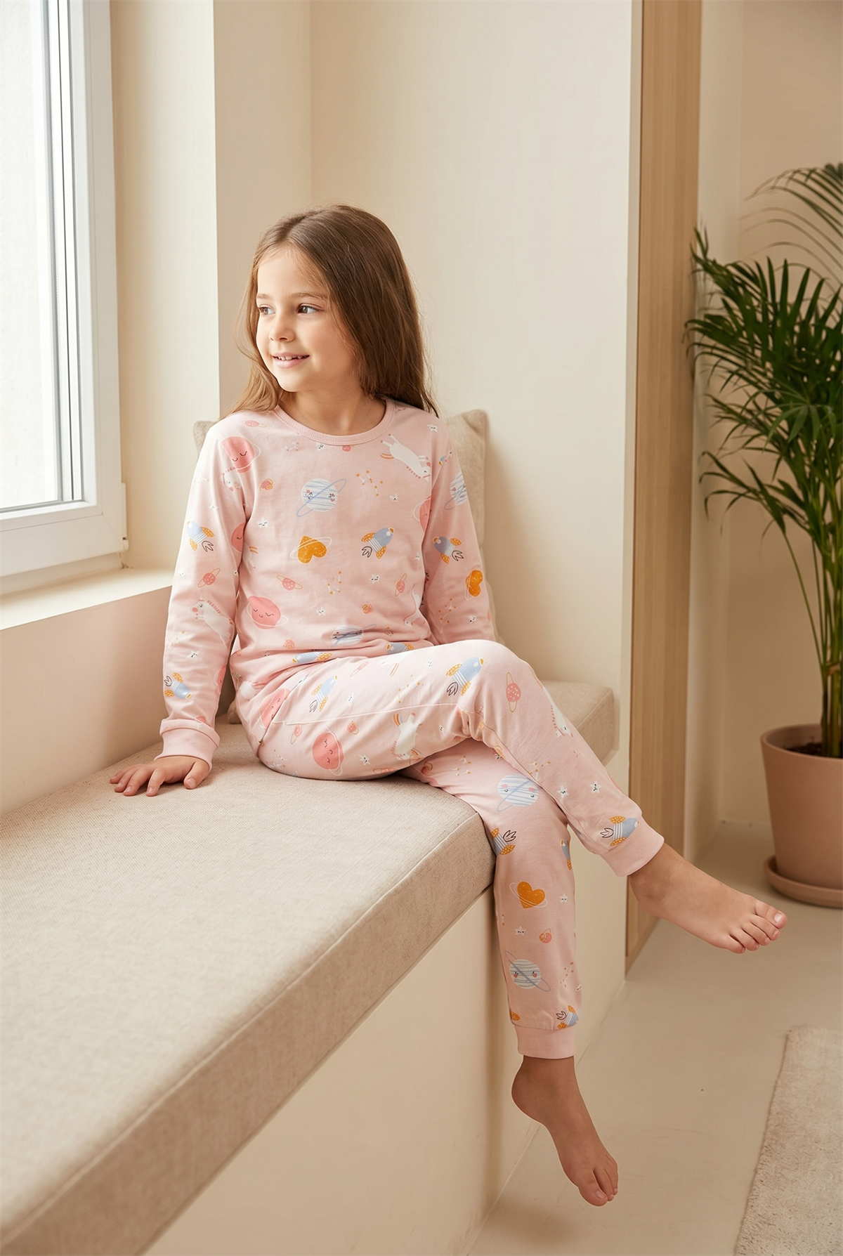 Unicorn Kutulu Kız Çocuk Pijama Takımı Pembe