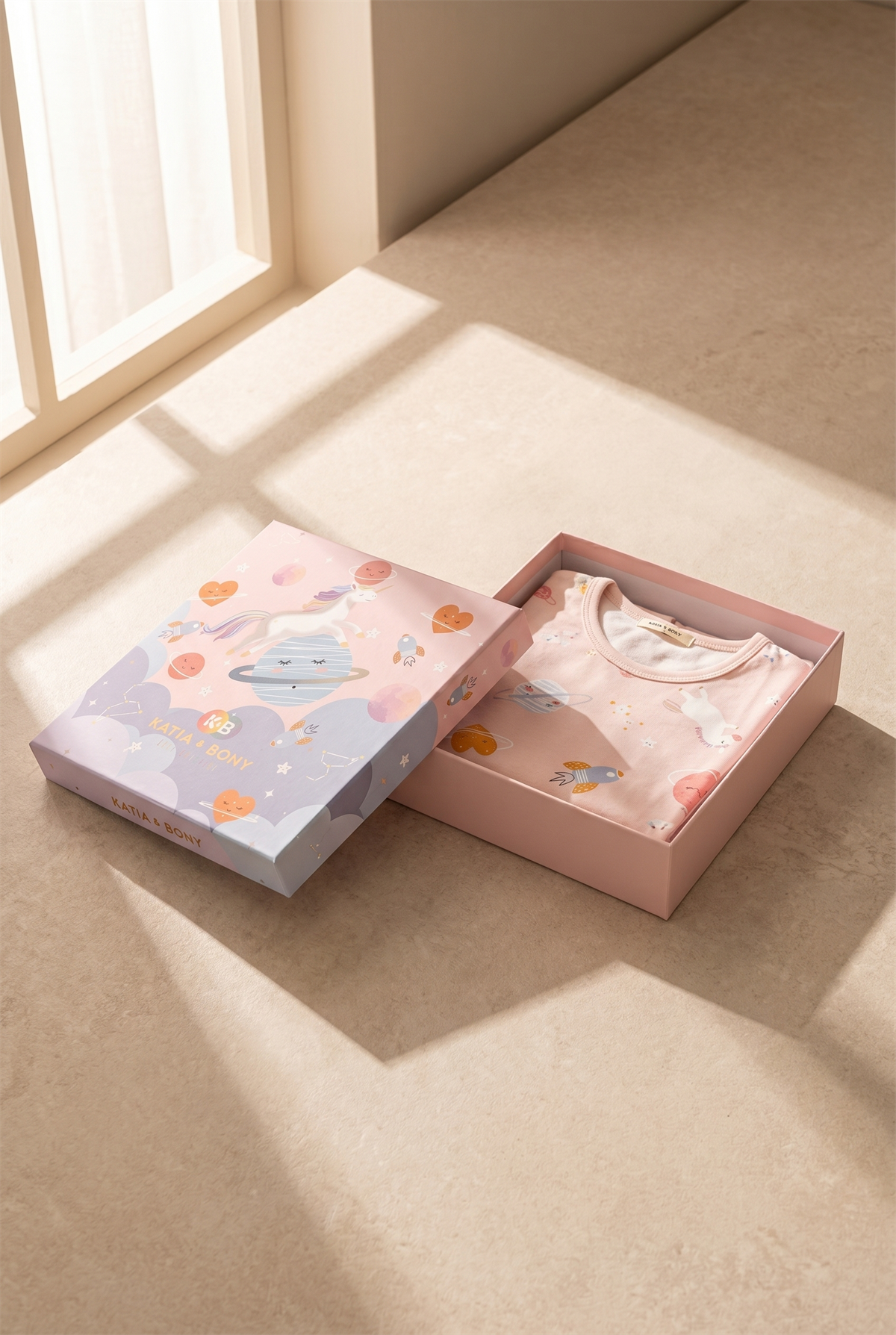 Unicorn Kutulu Kız Çocuk Pijama Takımı Pembe