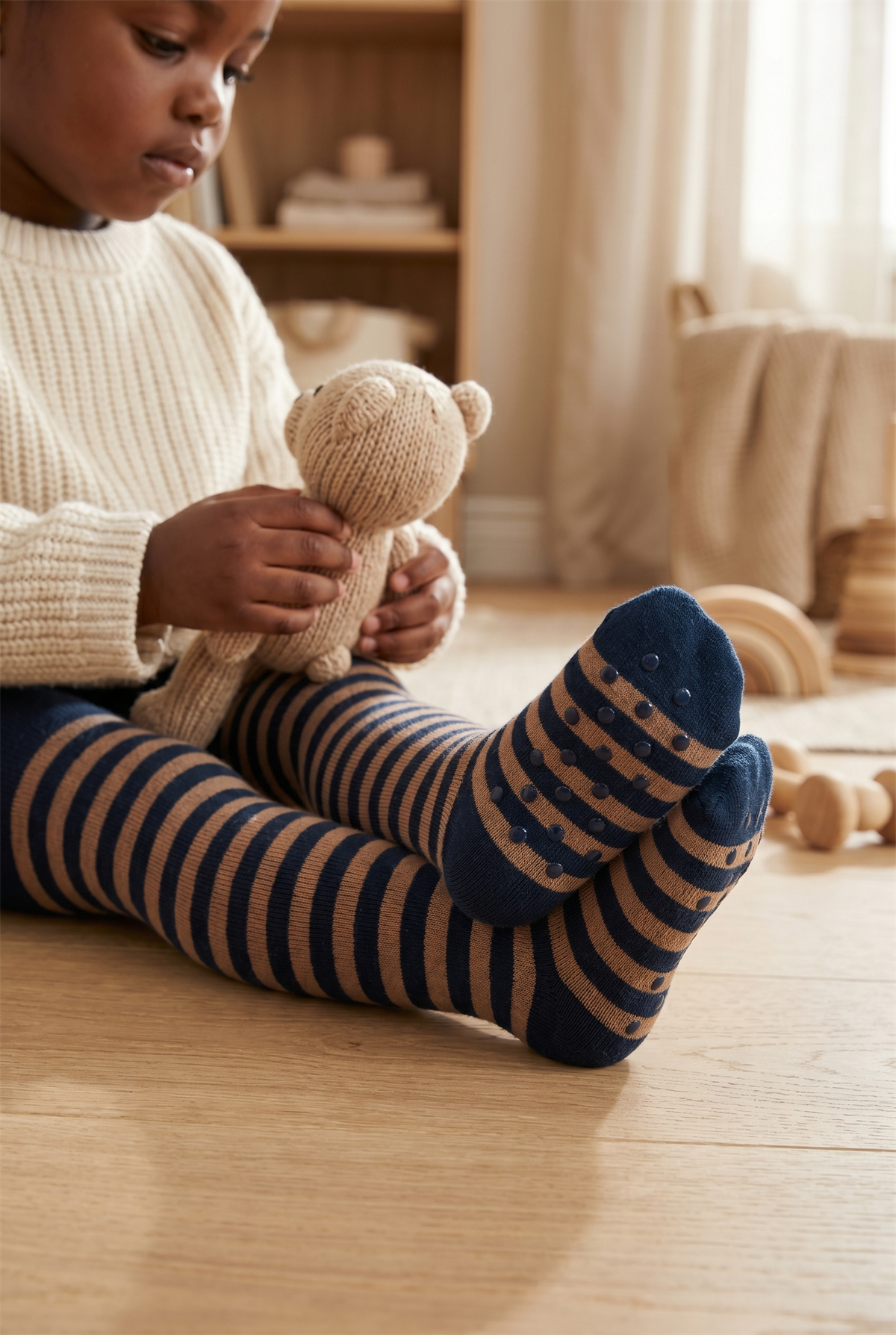 2Pck Strıped Baby Pantysocks Brown Mixed
