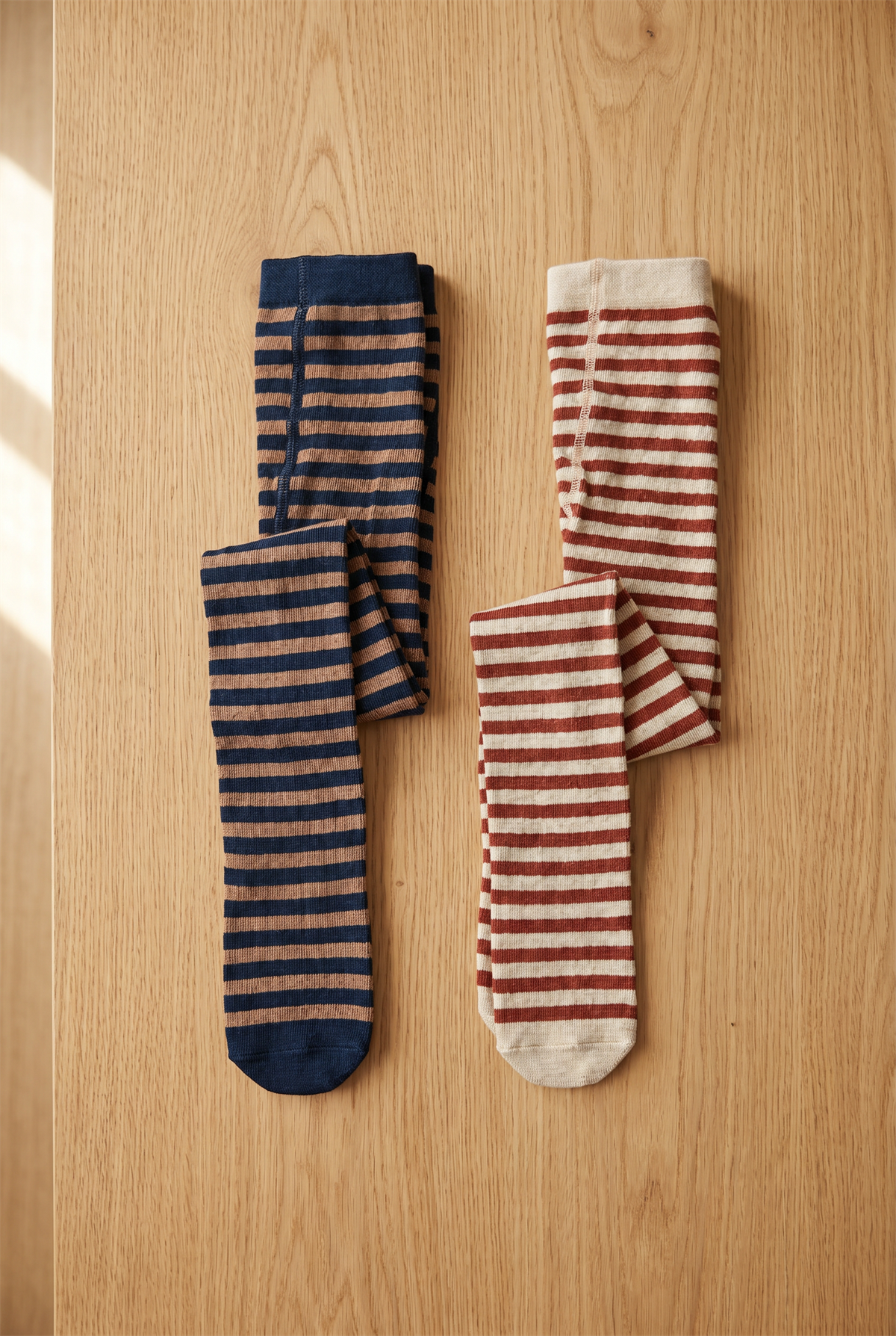 2Pck Strıped Baby Pantysocks Brown Mixed