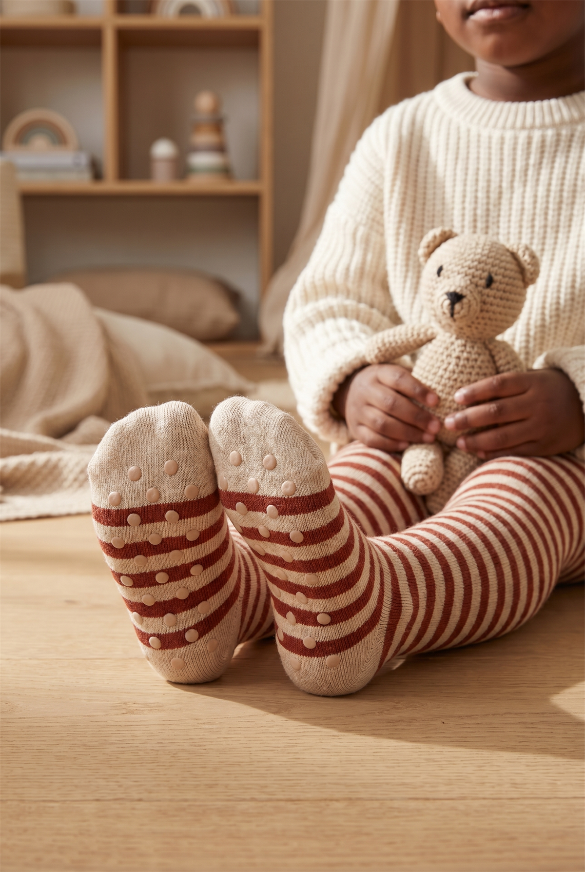 2Pck Strıped Baby Pantysocks Brown Mixed