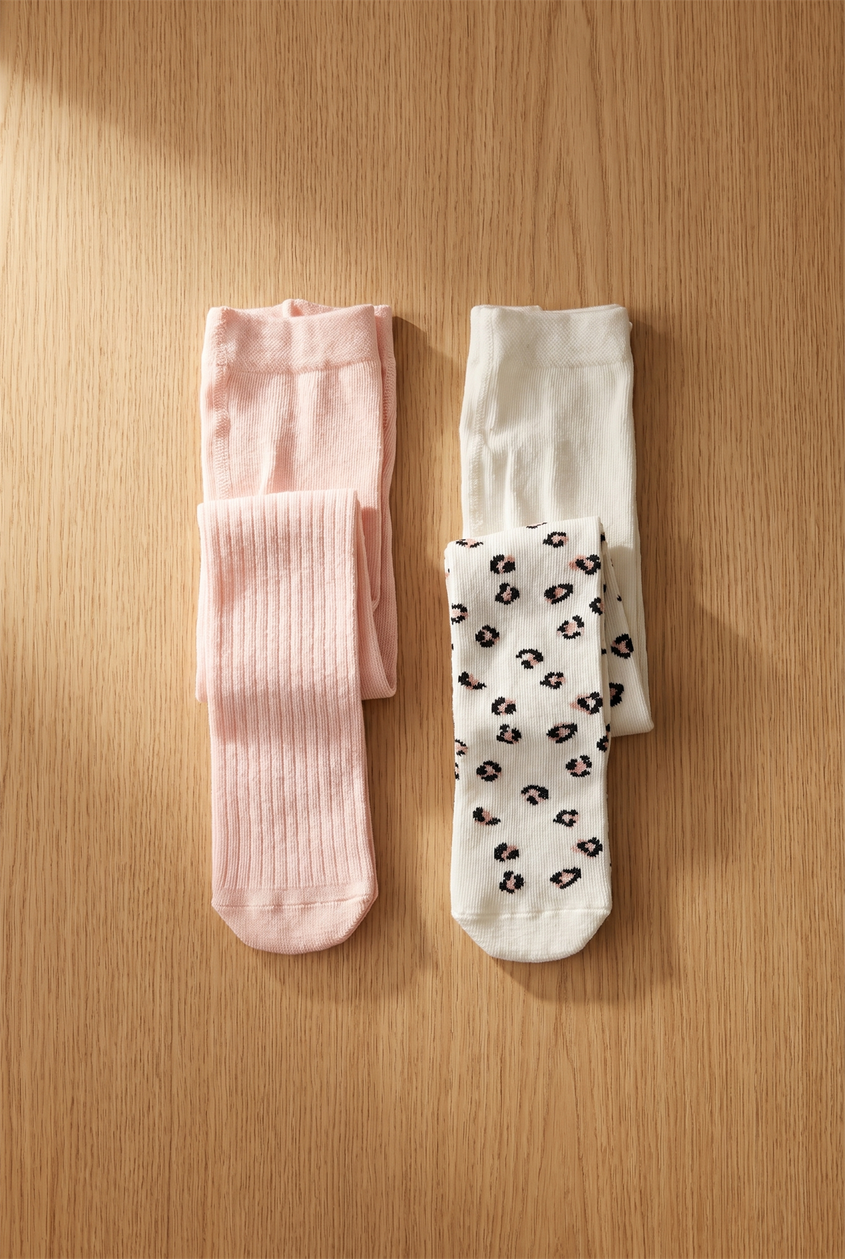 2Pck Leopard Patterned Baby Pantysocks Pink Patterned