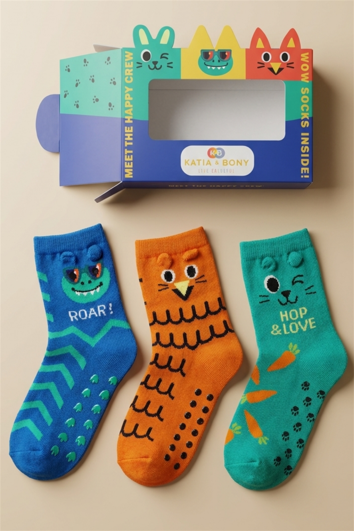 3lü Paket Desenli Kutulu Çocuk Soket Çorap