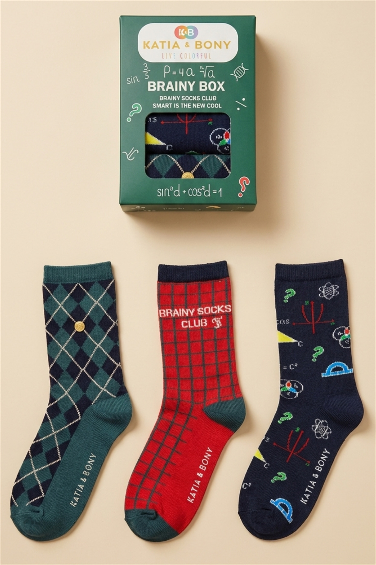 Maths Temalı Kutulu Desenli Çocuk Soket Çorap