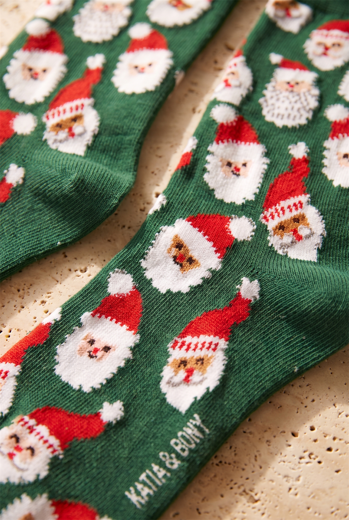 Unisex Noel Baba Kutulu Pamuklu Soket Çorap Yeşil