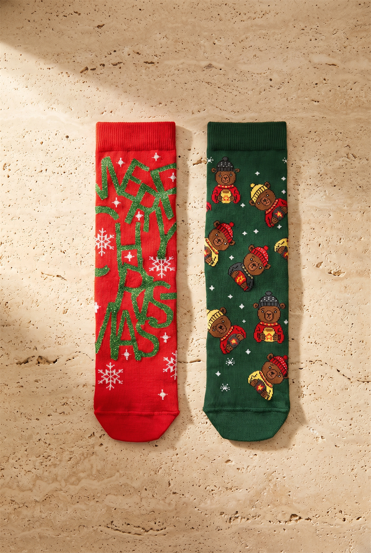 Unisex Christmas Kutulu 2li Pamuklu Soket Çorap