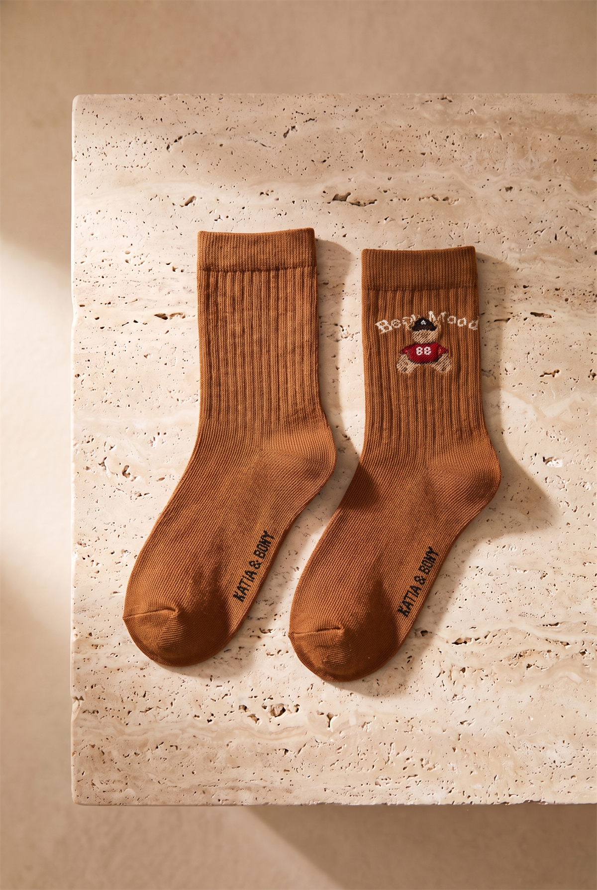Unisex Bear Athletic Kutulu 3lü Teddy Desenli Pamuklu Soket Çorap