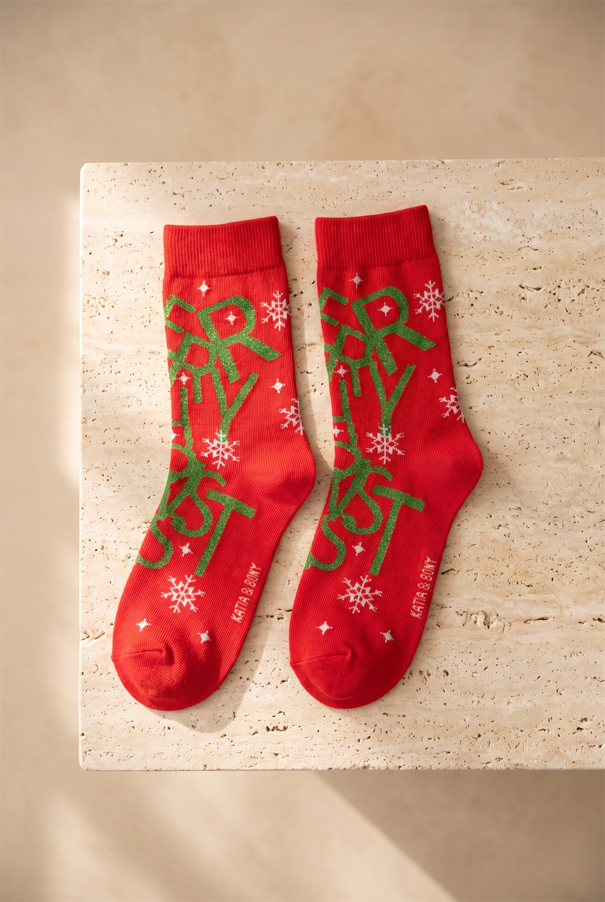 Unisex Noel Baba Kutulu Pamuklu Kırmızı Yılbaşı Soket Çorabı