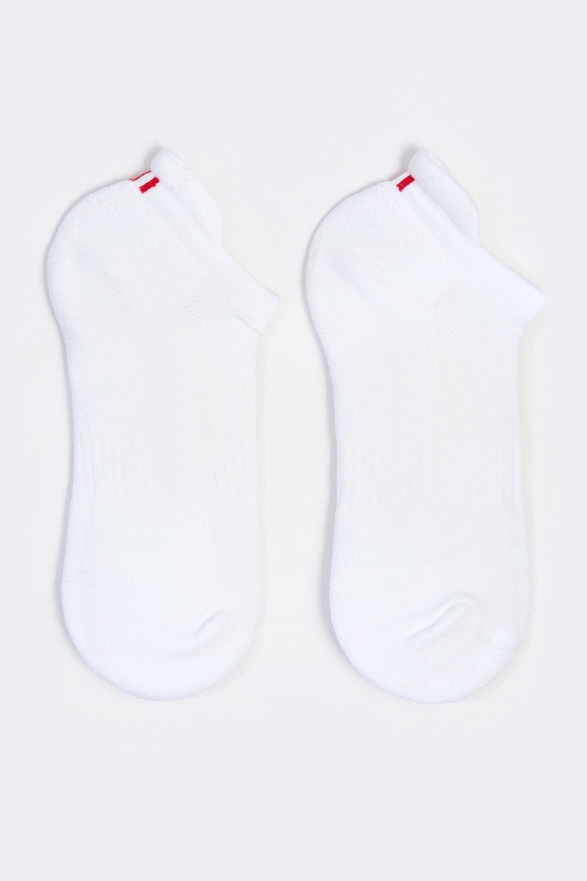 2li Paket Erkek Golf Patik Çorap Beyaz/Beyaz