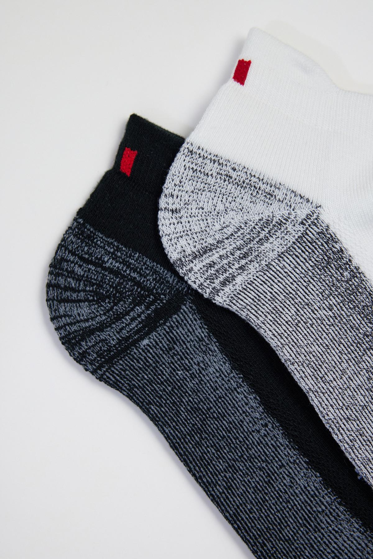 2li Paket Erkek Golf Patik Çorap Siyah/Beyaz