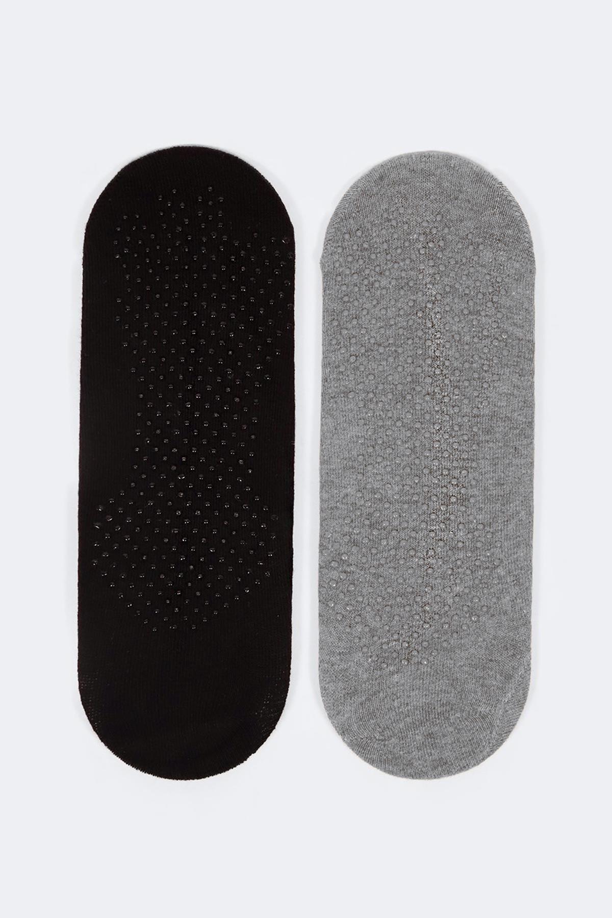 Womens 2-Piece Asta Yoga/Pilates Socks Gray / Black