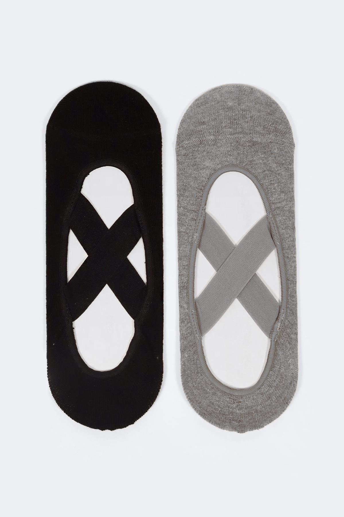 Womens 2-Piece Asta Yoga/Pilates Socks Gray / Black