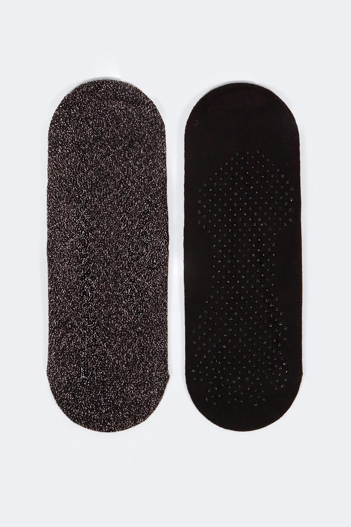 Womens 2-Piece Asta Yoga/Pilates Socks Black / Shiny Black