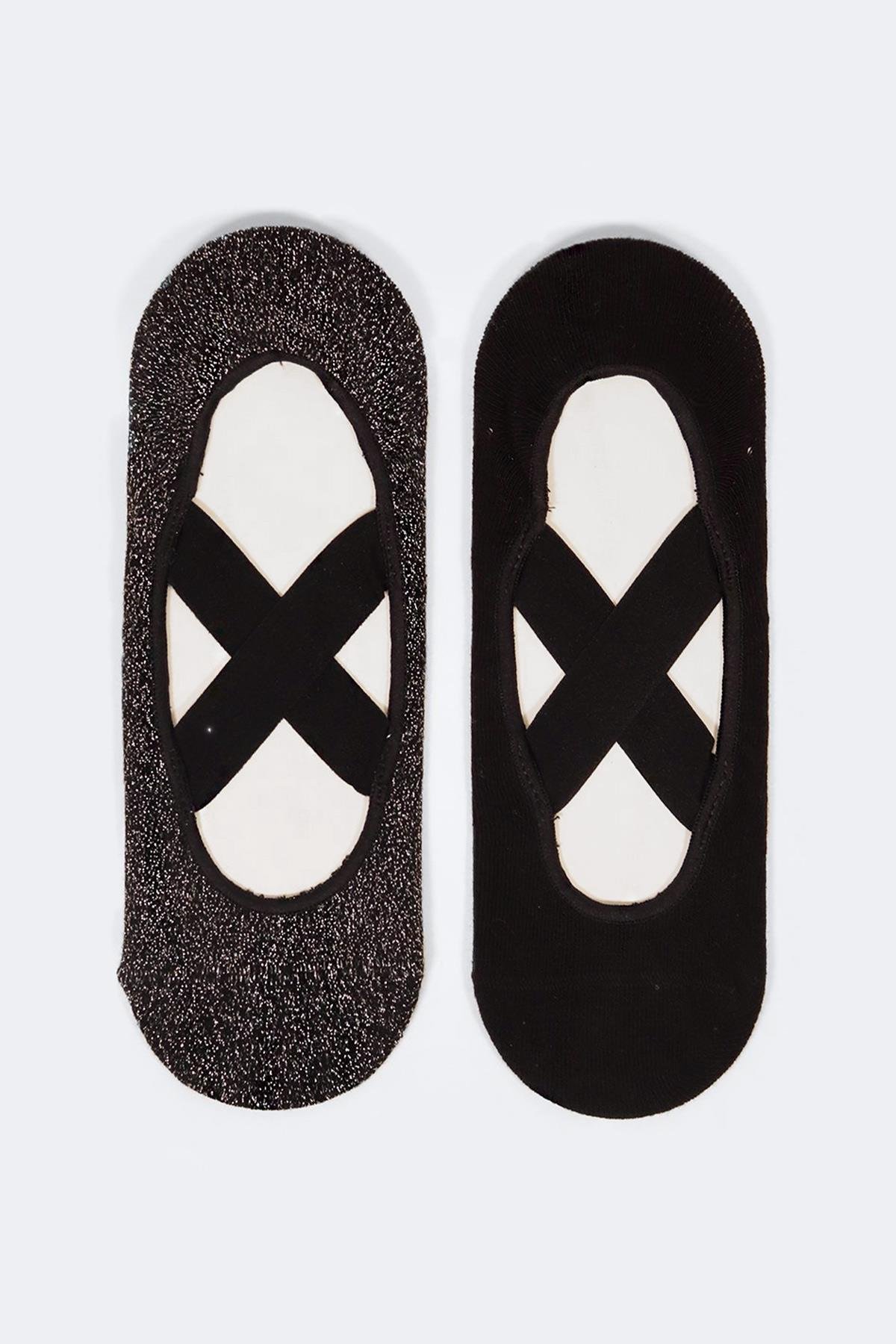 Womens 2-Piece Asta Yoga/Pilates Socks Black / Shiny Black