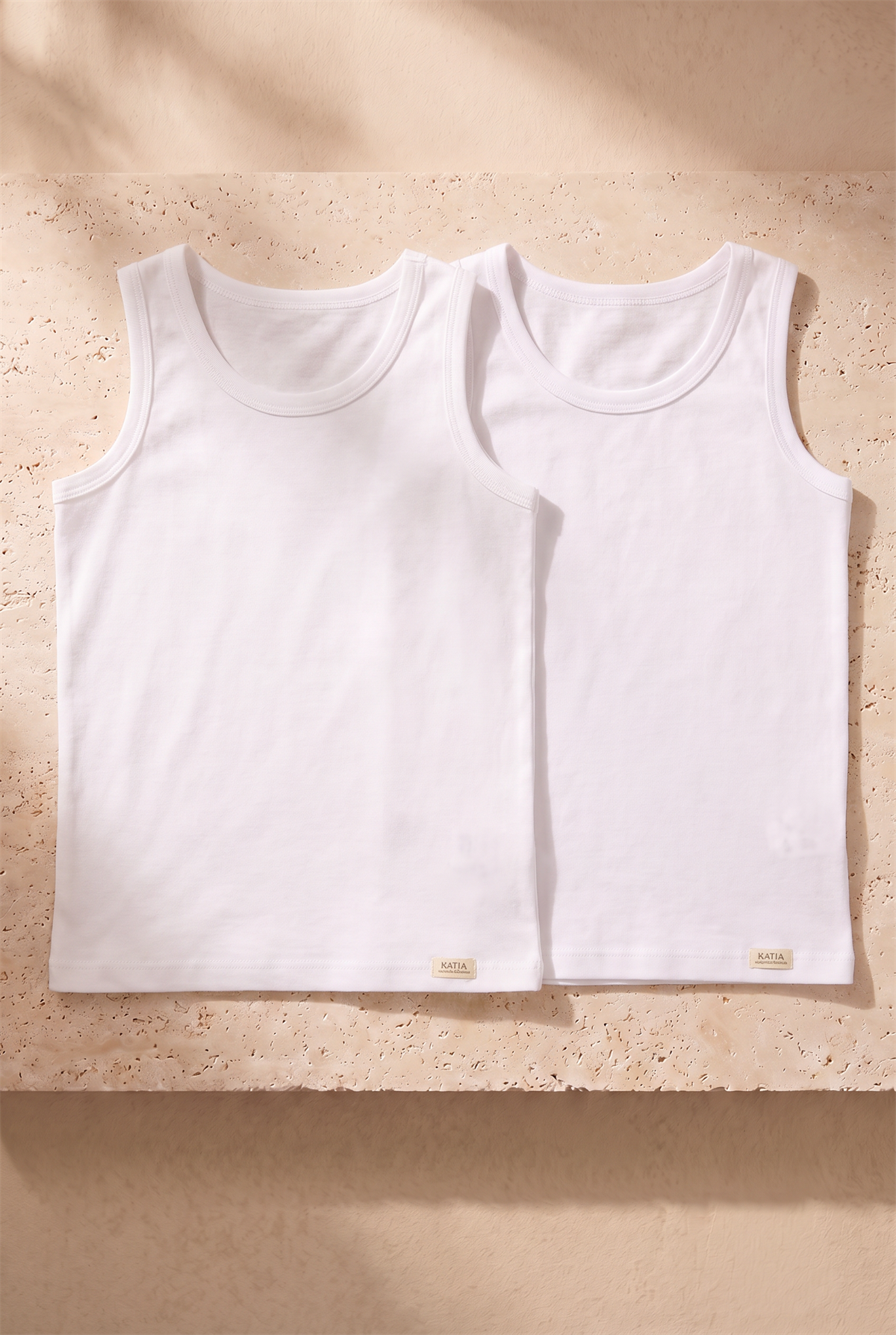 2li Paket Basic Kalın Askılı Çocuk Atlet Beyaz/Beyaz