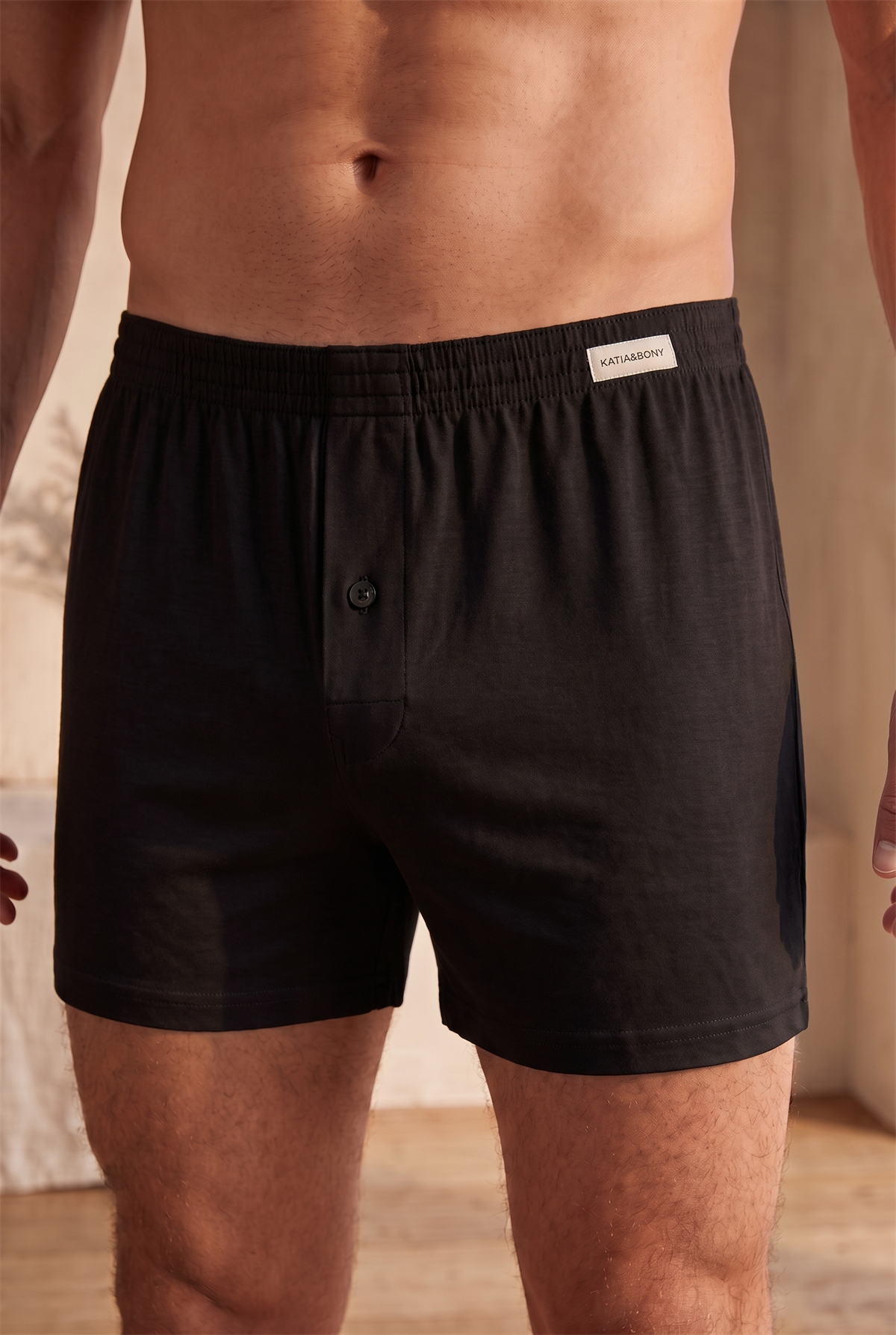 2li Paket Basic Modal Loose Fit Erkek Boxer Siyah/Siyah