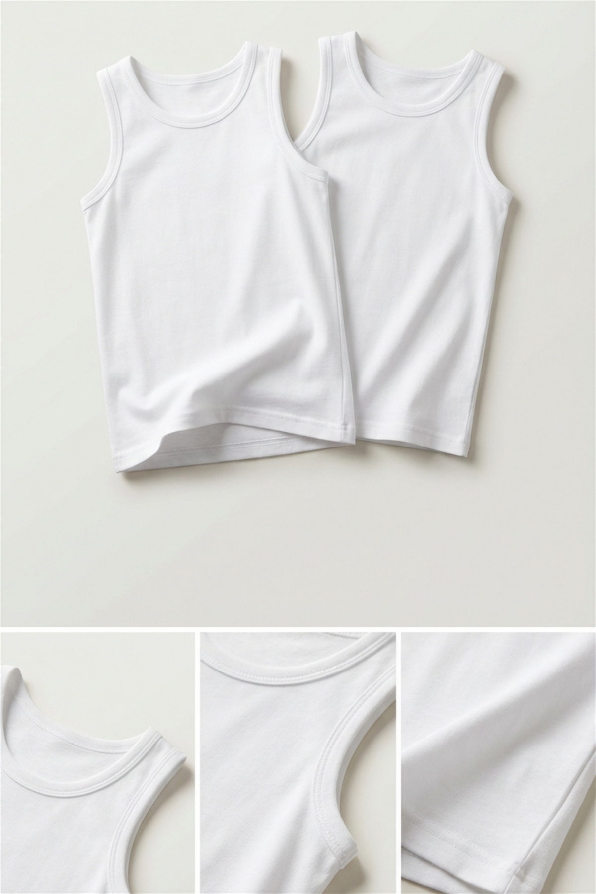 Pack Of 2 Basic Ribbed White Boys Undershirt