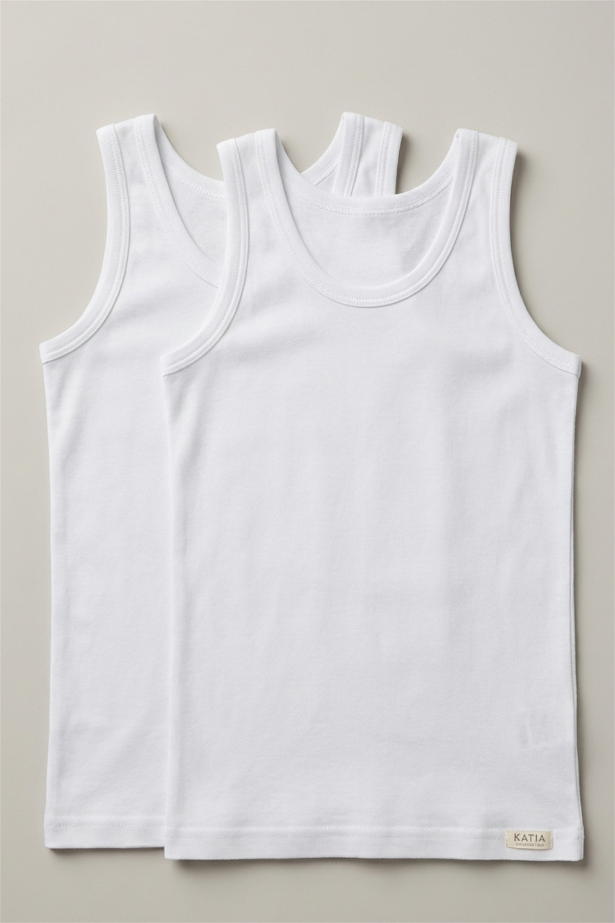 Pack Of 2 Basic Ribbed White Boys Undershirt