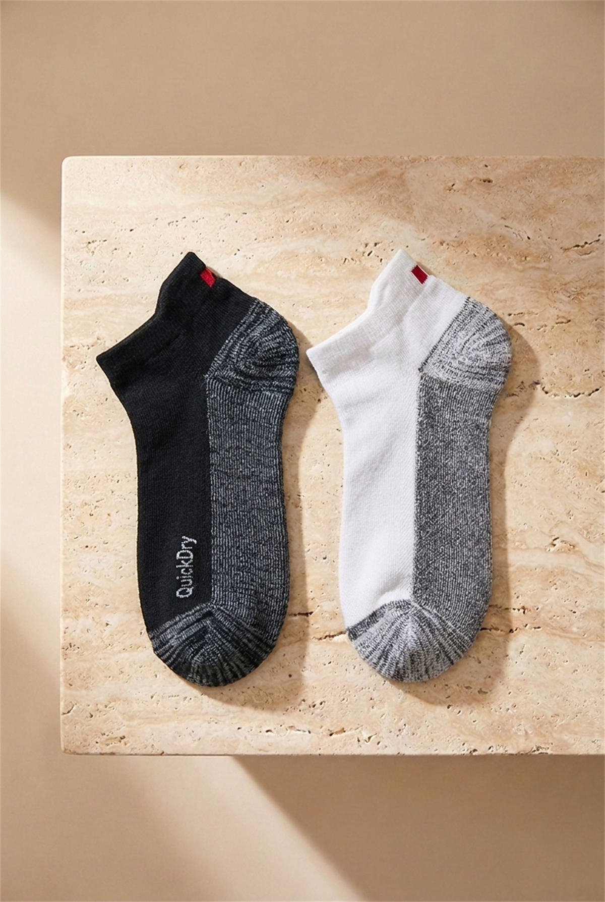 2li Paket Erkek Golf Patik Çorap Siyah/Beyaz
