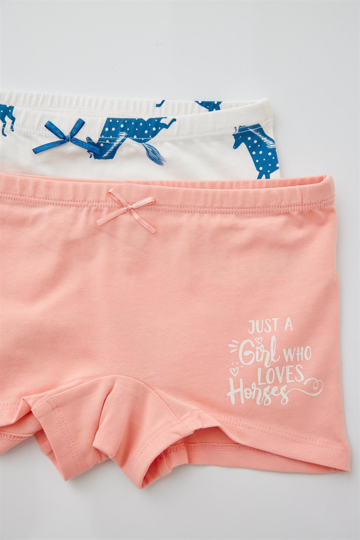 2li Paket Horse Kız Çocuk Boxer Ekru/Pembe