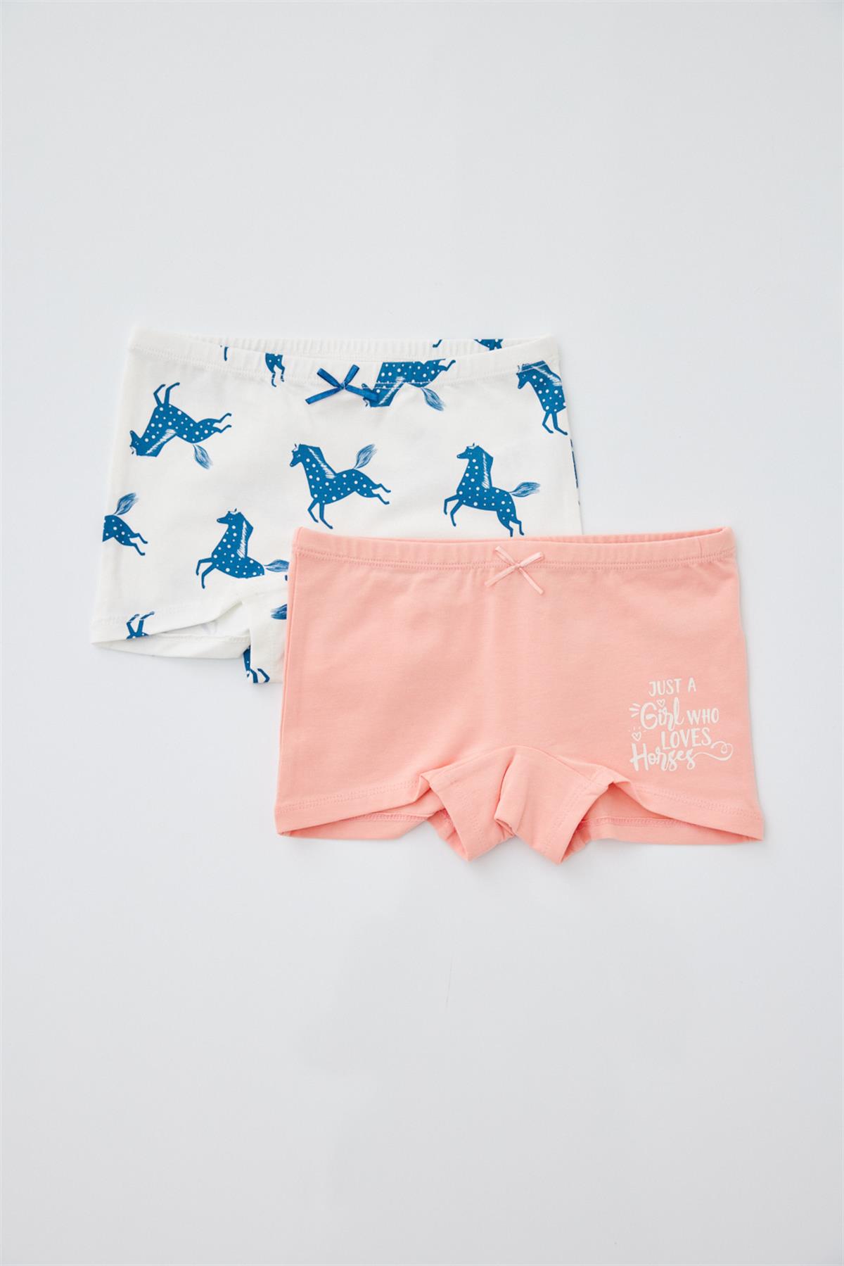 2li Paket Horse Kız Çocuk Boxer Ekru/Pembe