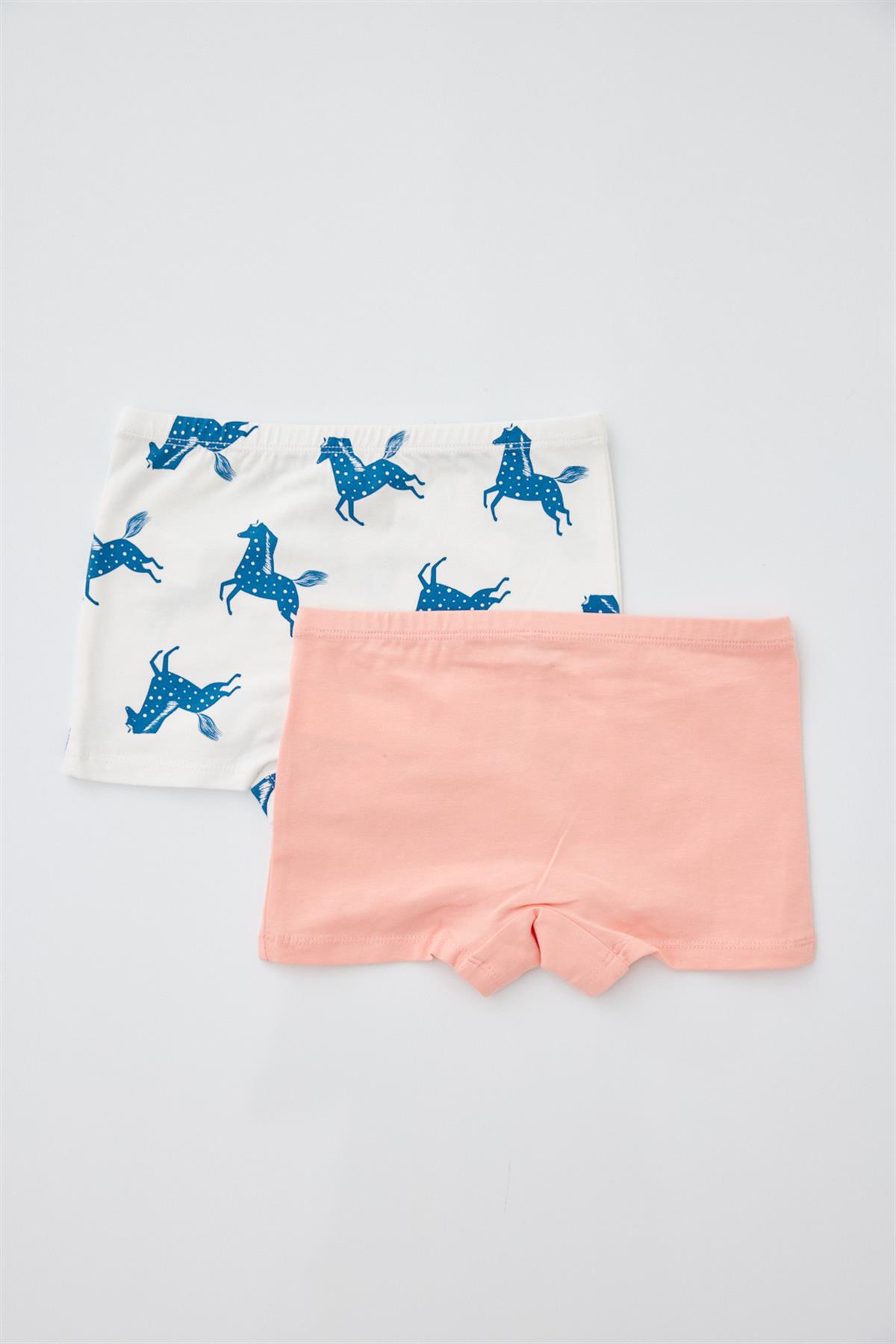 2li Paket Horse Kız Çocuk Boxer Ekru/Pembe