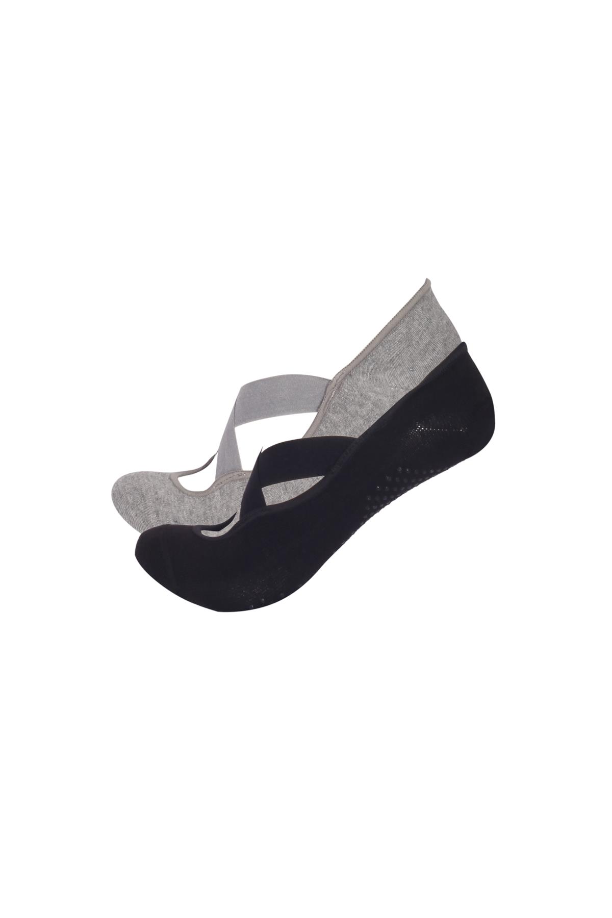 Womens 2-Piece Asta Yoga/Pilates Socks Gray / Black