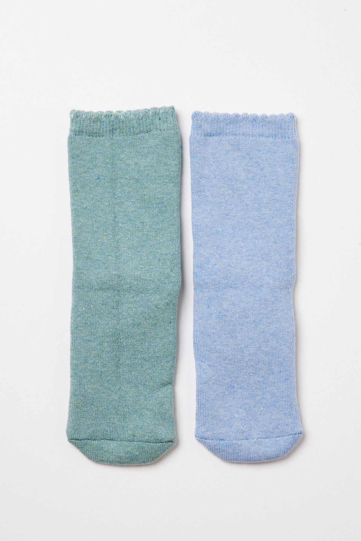 2li Paket Teddy Bebek Havlu Soket Çorap Yeşil/Mavi