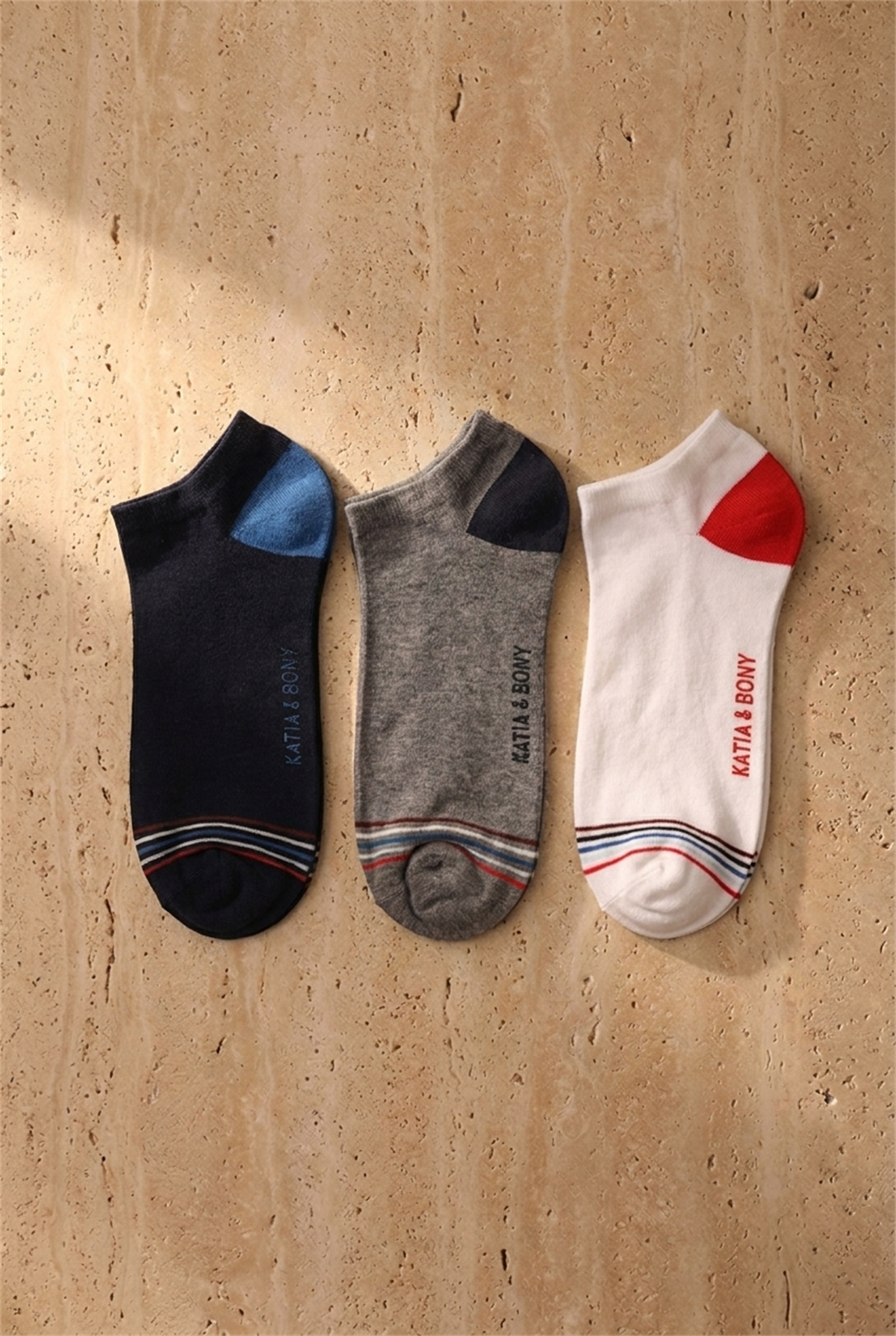 3 lü Paket Retro Erkek Step Çorap Beyaz/Lacivert/GREY