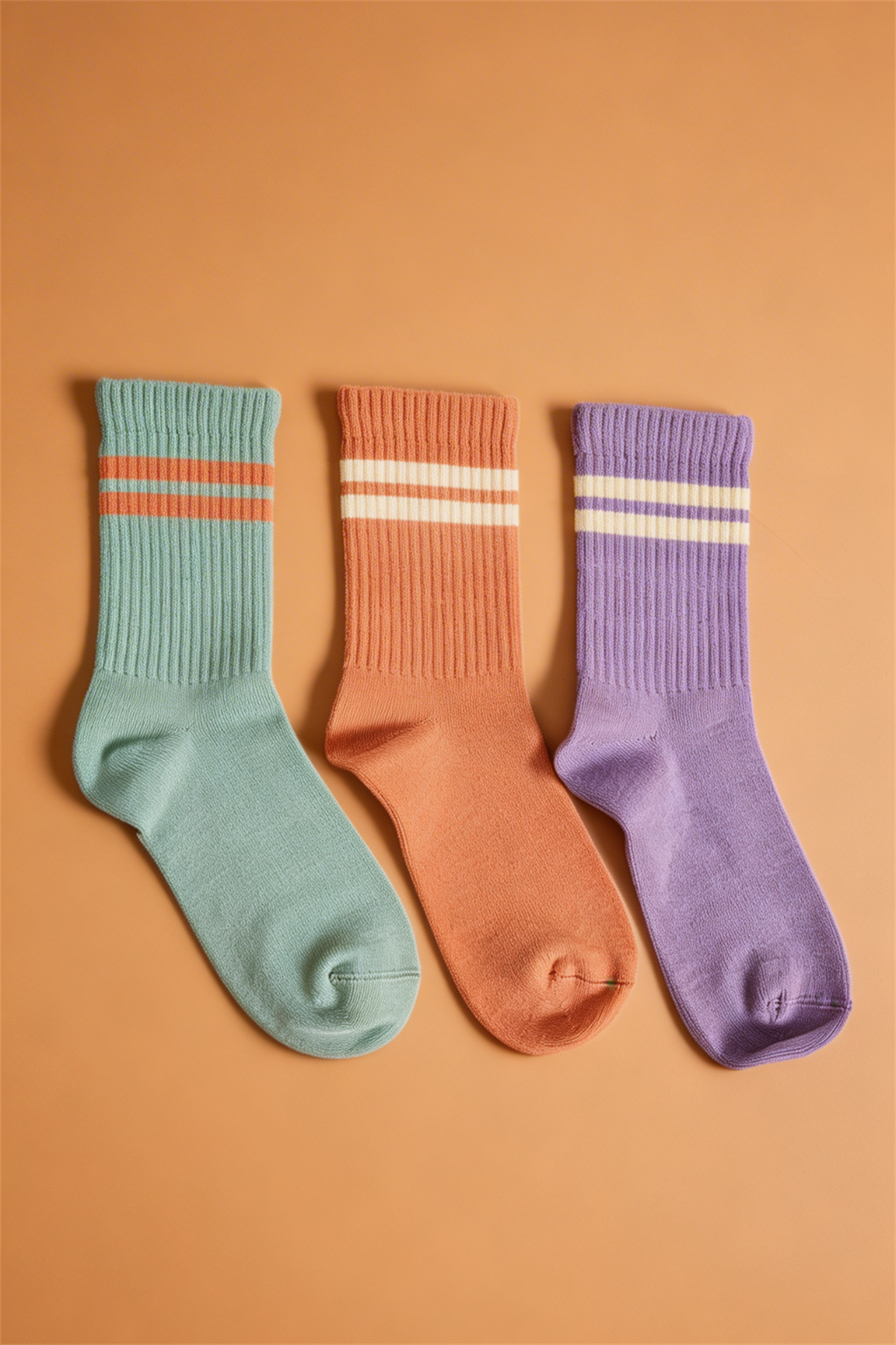 3lü Paket Şeritli Kız Çocuk Soket Çorap