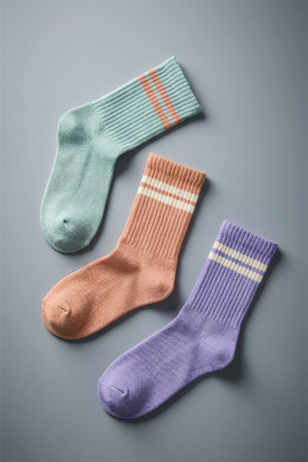 3lü Paket Şeritli Kız Çocuk Soket Çorap