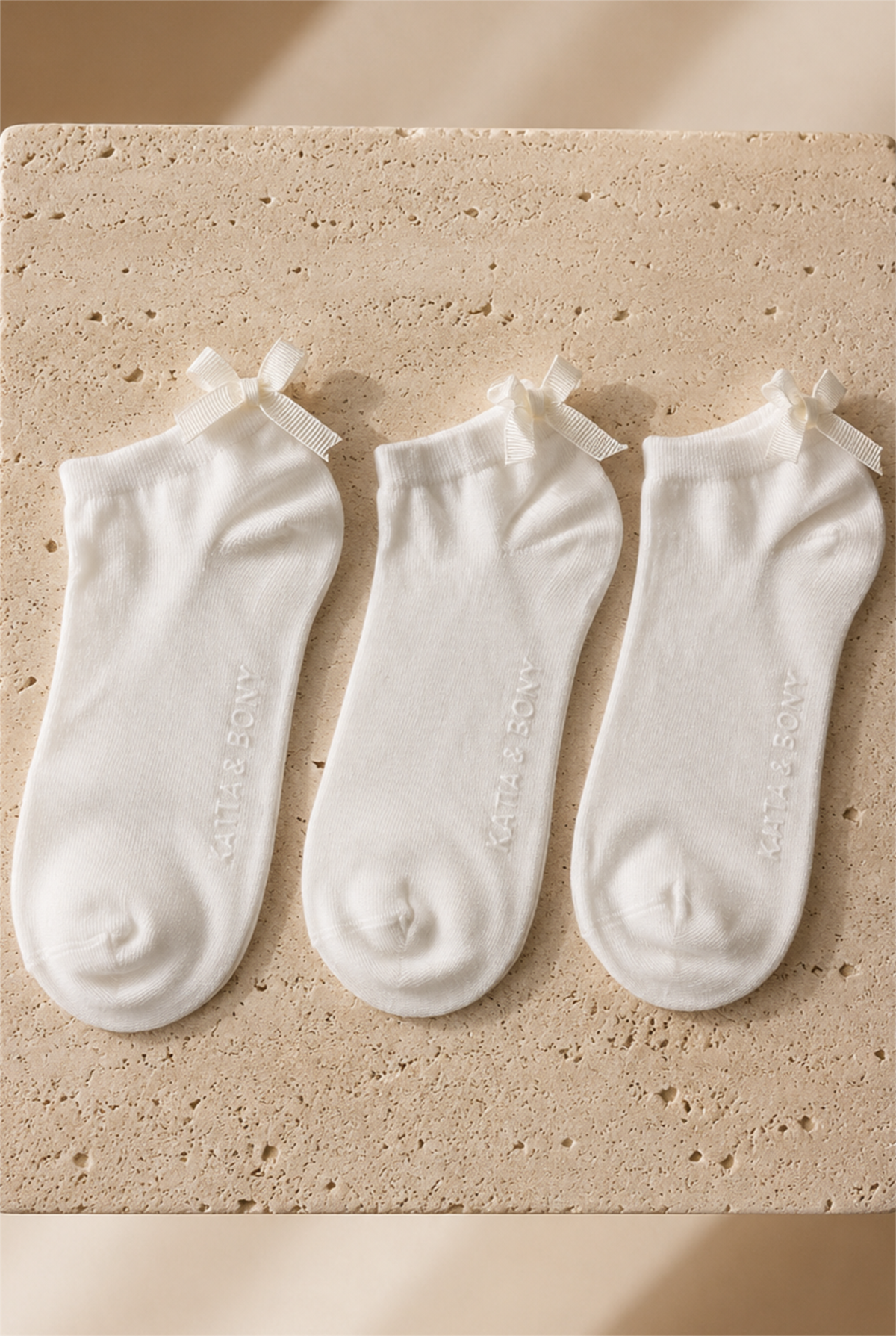 3 lü Paket Soft Bambu Kız Çocuk Step Çorap Beyaz/Beyaz/Beyaz