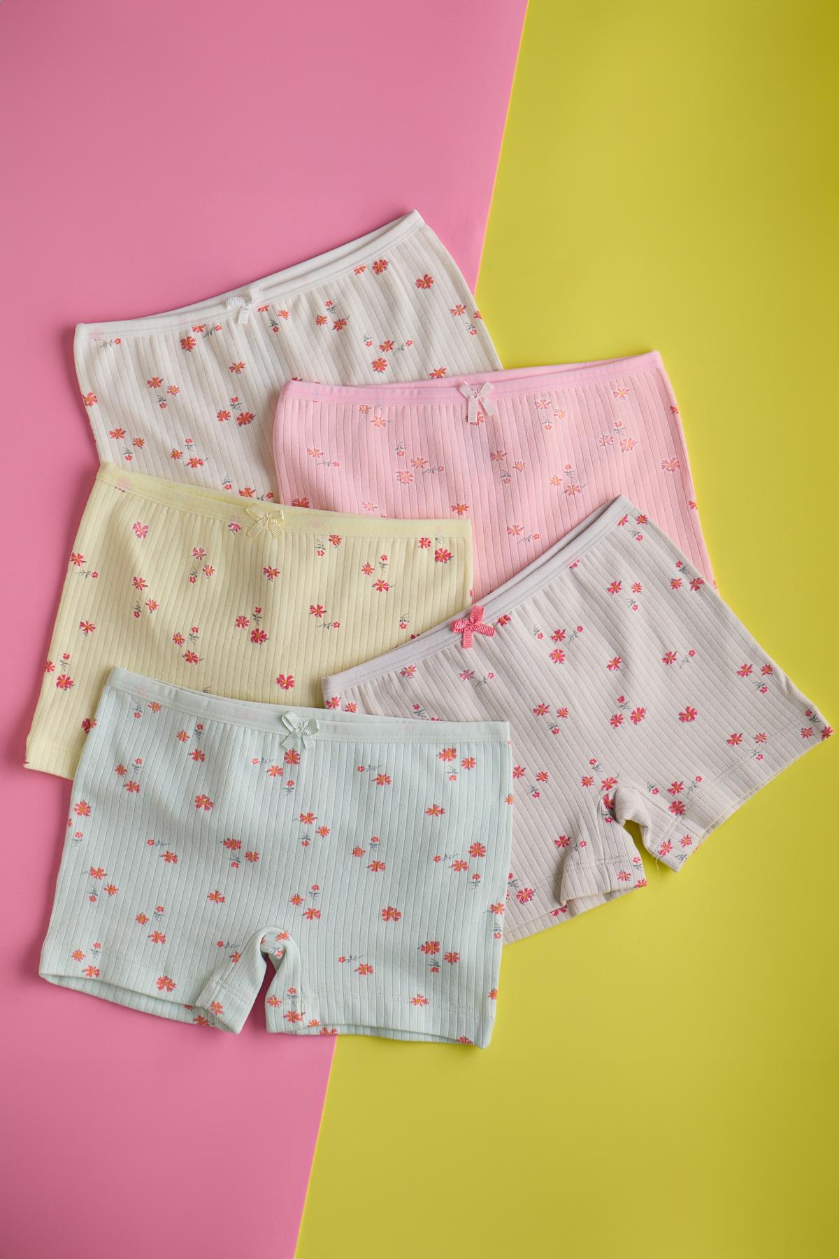 Girls 5-Pack Flower Pattern Boxer Multi-Color