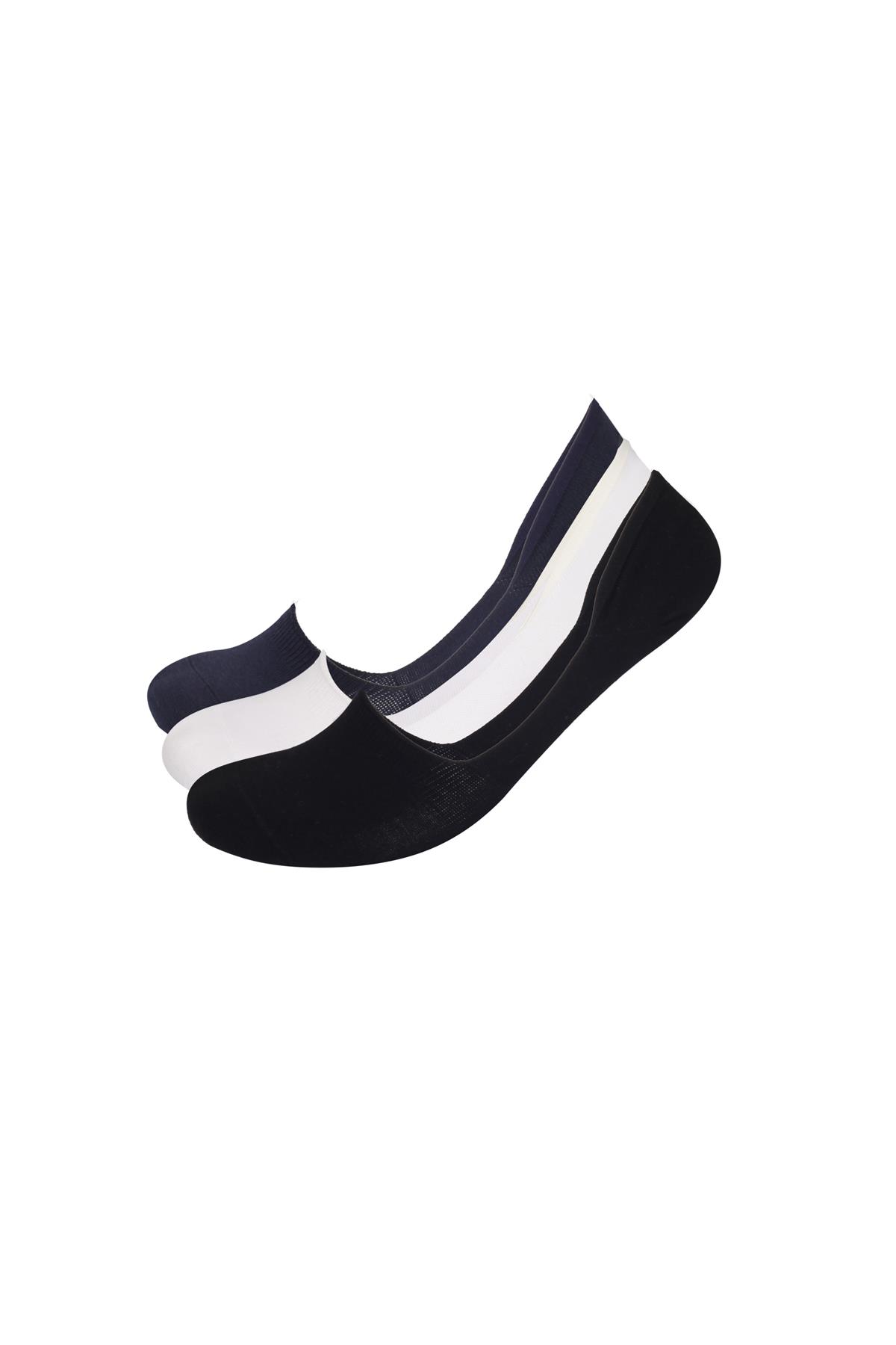 3lü Paket Basic Erkek Görünmez Çorap Beyaz/Lacivert/Siyah