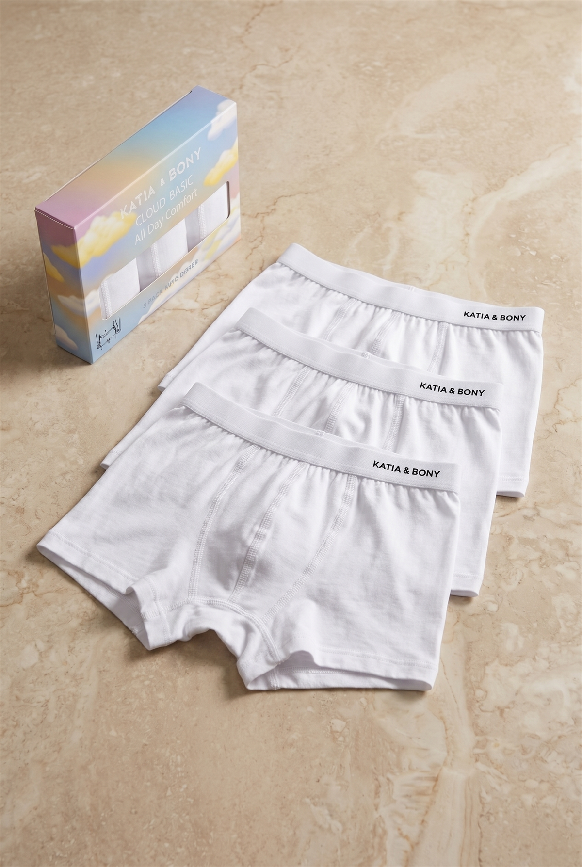 3lü Paket Basic Kutulu Erkek Çocuk Boxer Beyaz