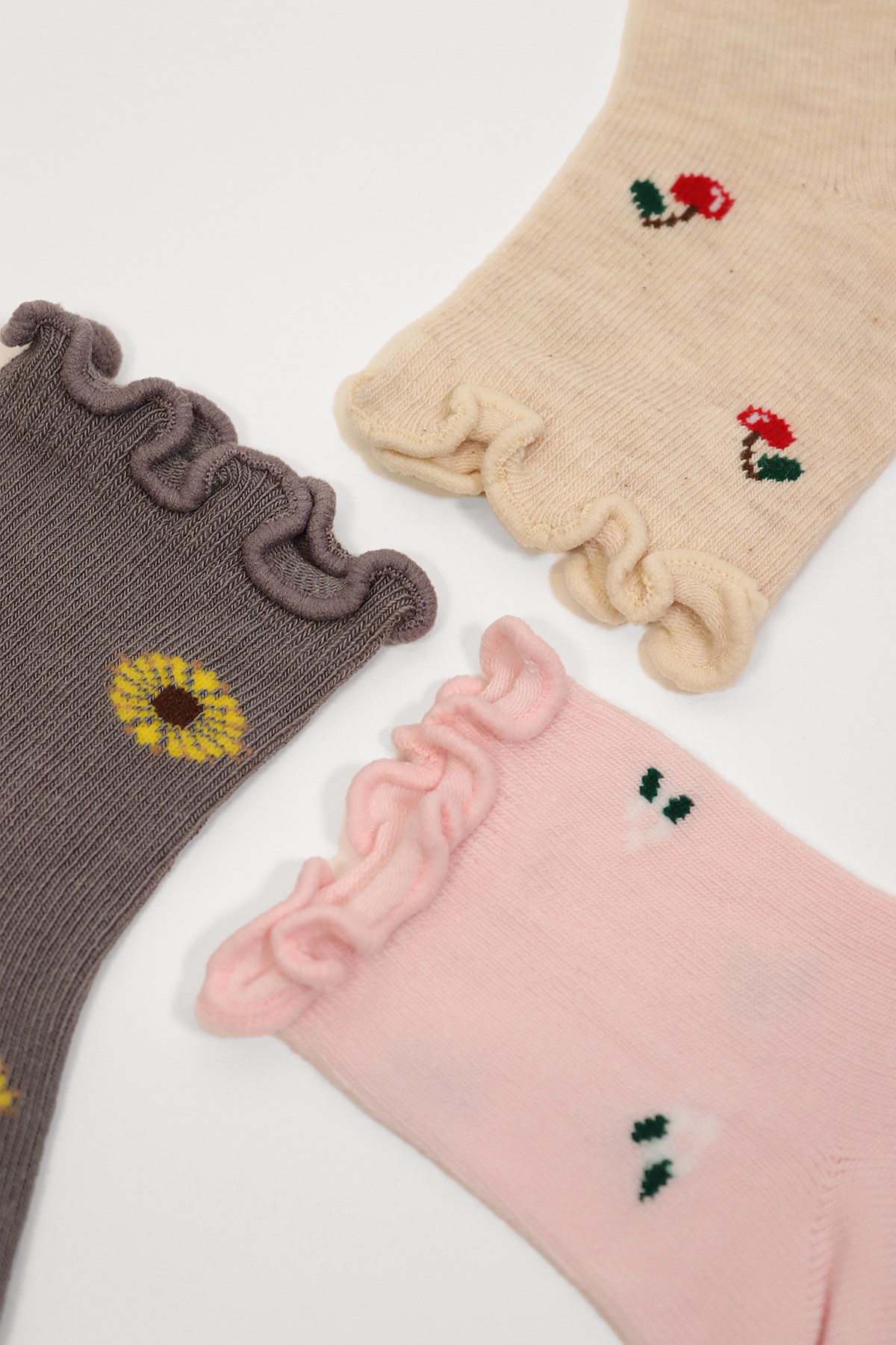 3lü Paket Çiçek Desen Bebek Soket Çorap Desenli
