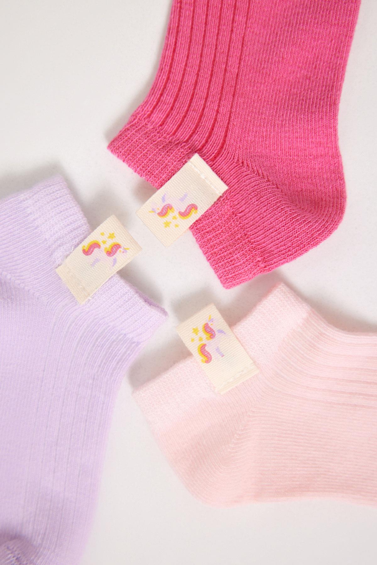 3-Pack Little Girl Fairytale Slipper Socks Pink Patterned