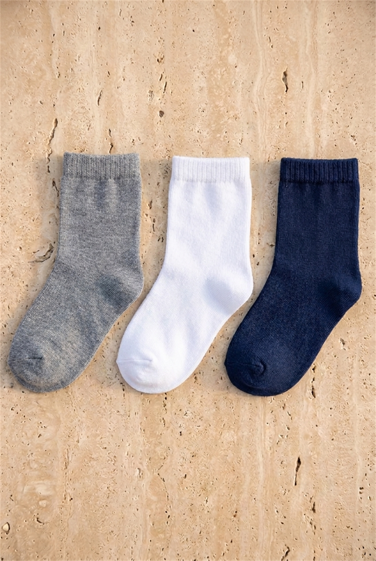 3lü Paket Family Çocuk Soket Çorap Beyaz/Lacivert/Gri-Melanj
