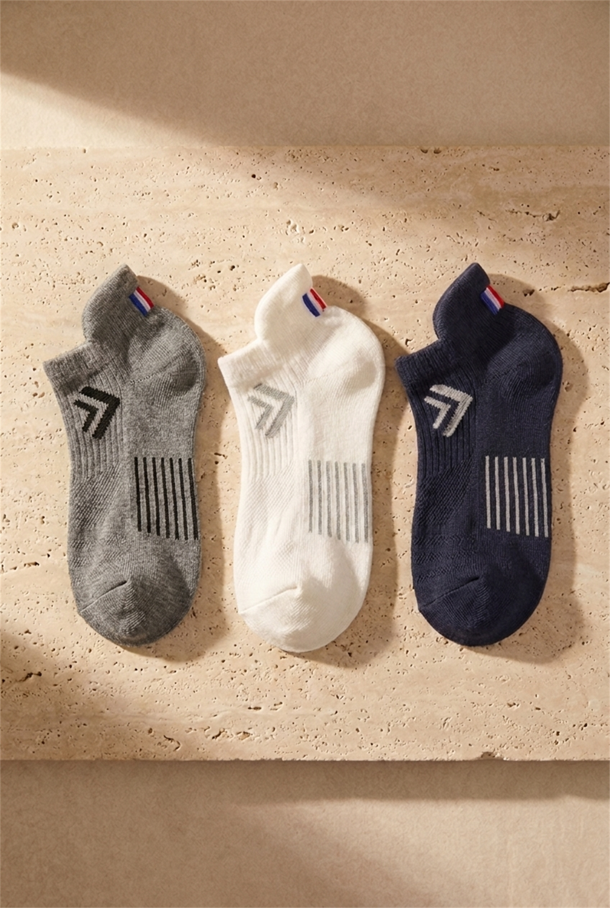 3lü Paket Golf Unisex Step Çorap Beyaz/Lacivert/Gri
